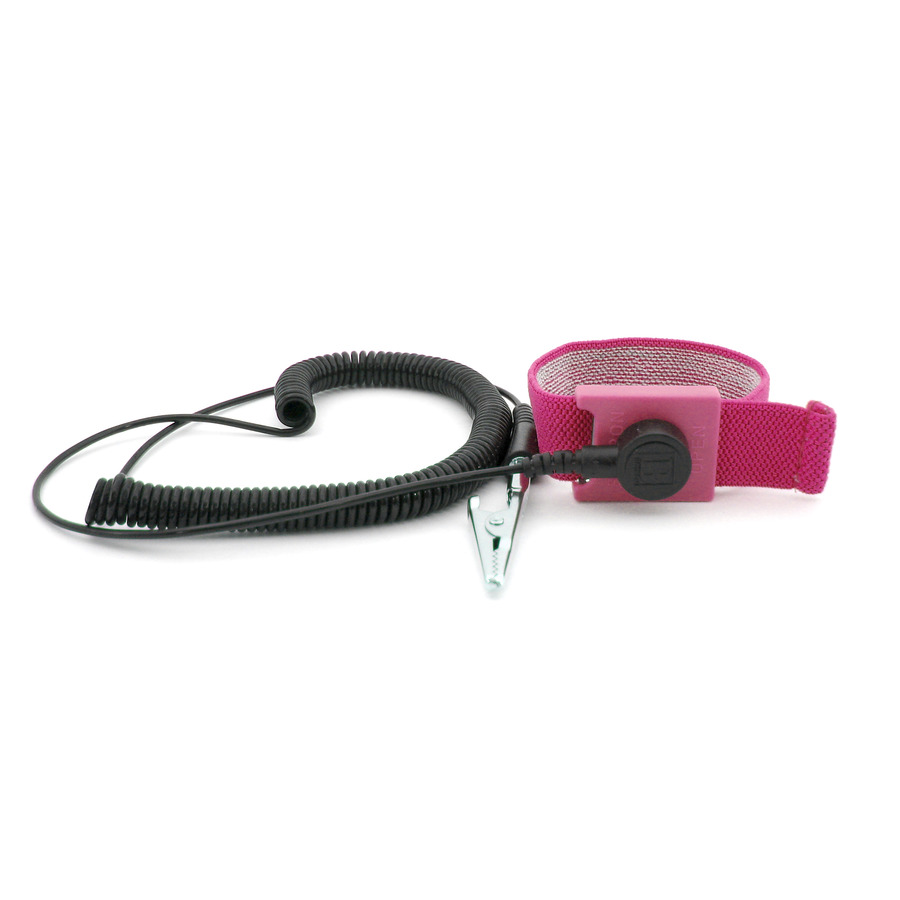 Techni-Pro 758ST9629 Wrist Strap, Adjustable, 1/8" (4mm) Snap, 12 ft. Cord, Pink