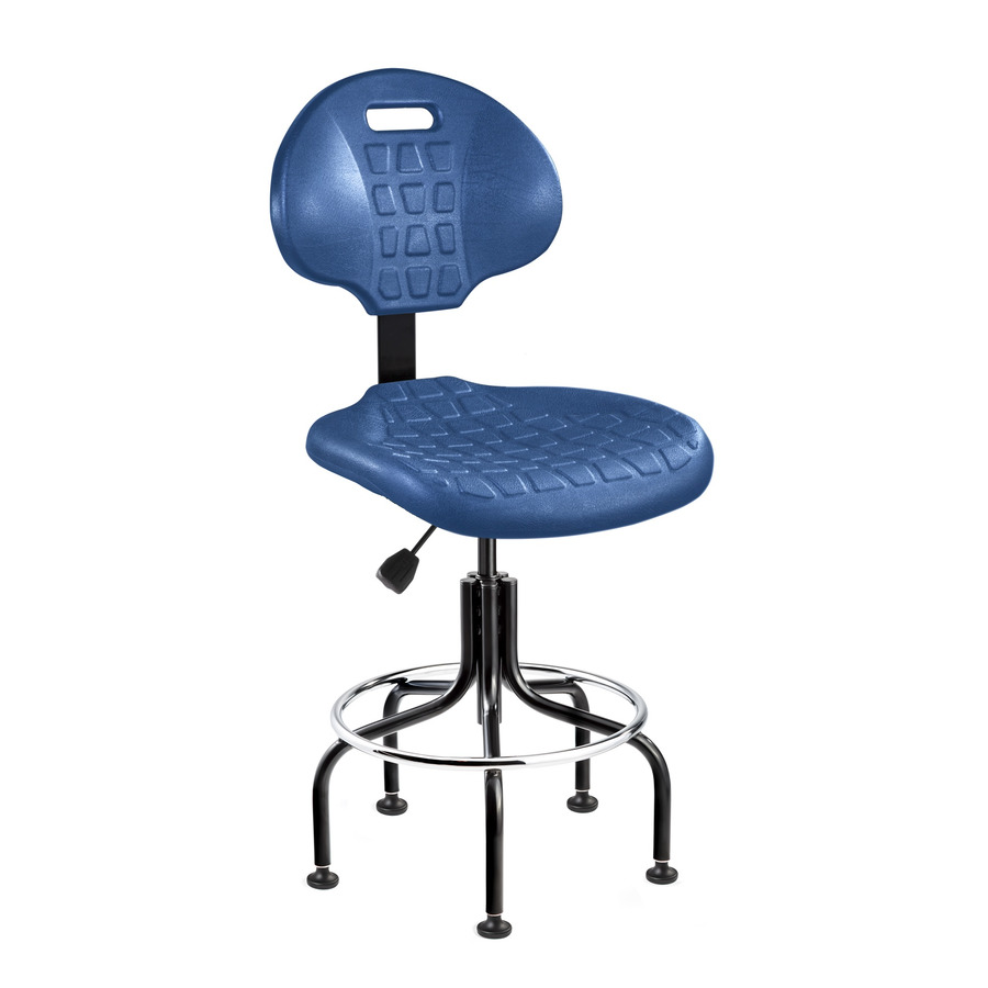 Bevco 7600-BLK Polyurethane Chair, Blue/Black, Non-Tilt, Tubular Steel Base, Adj. Height 24"-29", Everlast Series