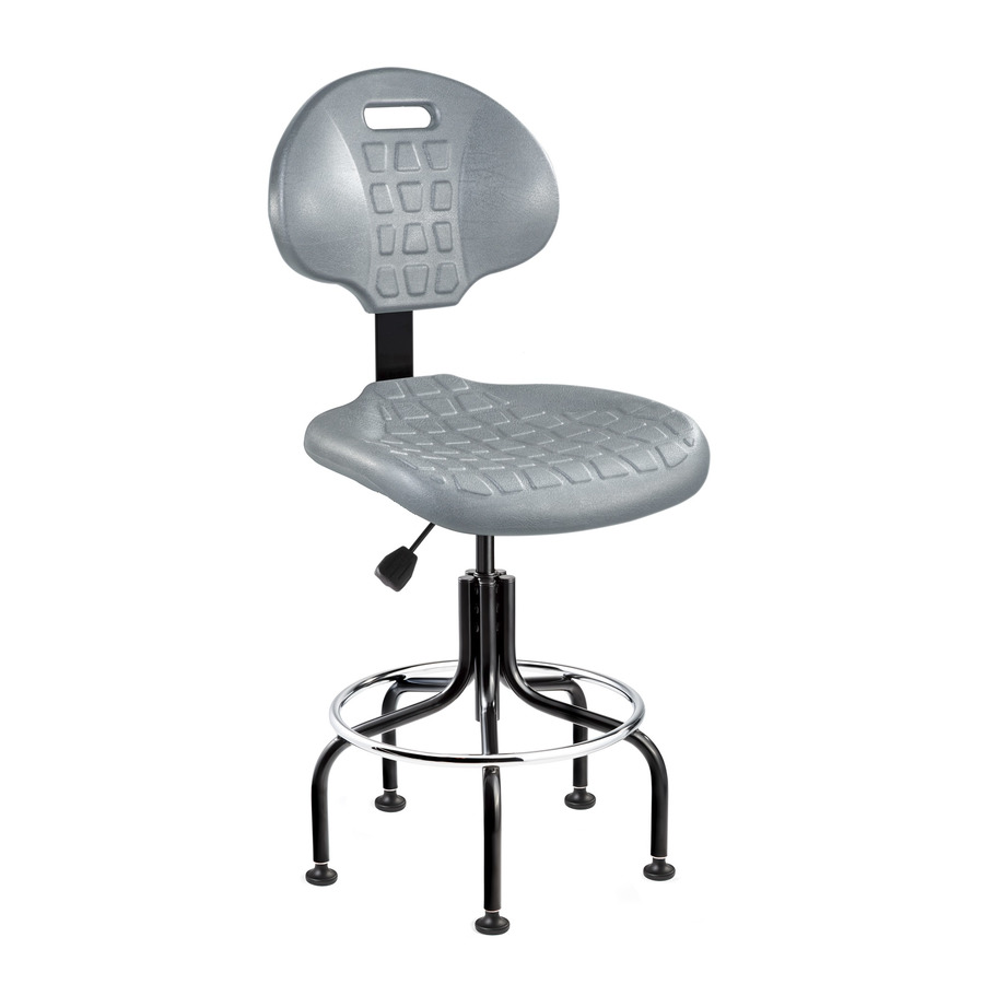 Bevco 7600-GRY Polyurethane Chair, Gray, Black Tubular Steel Base, Adj. Height 24"-29", Everlast Series