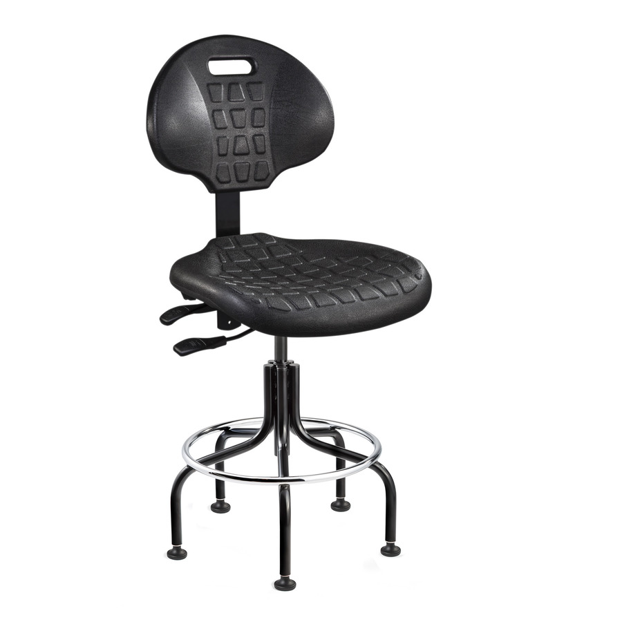 Bevco 7601-BLK Polyurethane Chair, Black Tubular Steel,, Mushroom Glides, Adj. Height 21"-29", Everlast Series