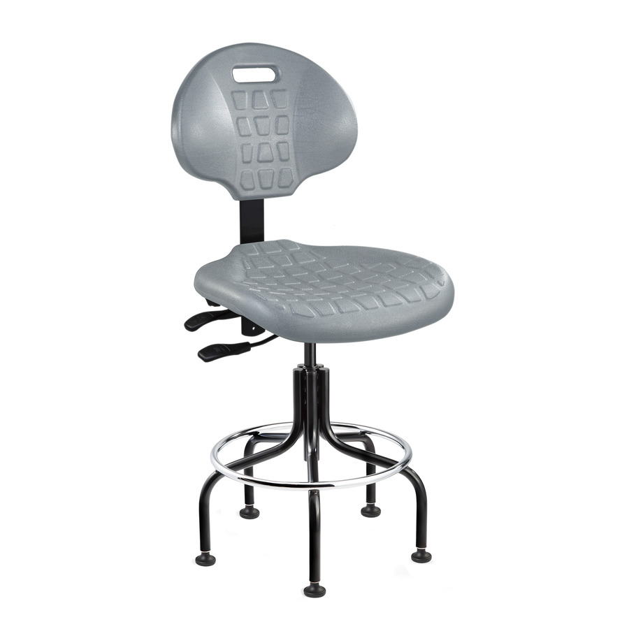 Bevco 7601-GRY Polyurethane Chair, Gray, Welded Footring, Mushroom Glides, Adj. Height 24"-29", Everlast Series