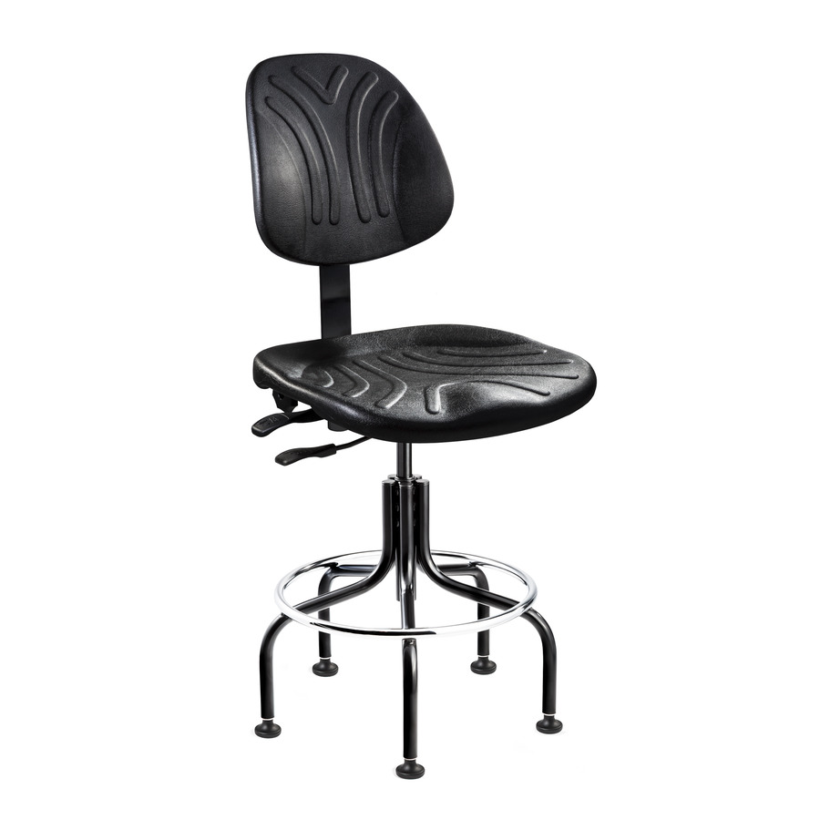 Bevco 7601D Heavy-Duty Polyurethane Chair, Black, Tubular Steel Base, Adj. Height 24"-29", Dura Series