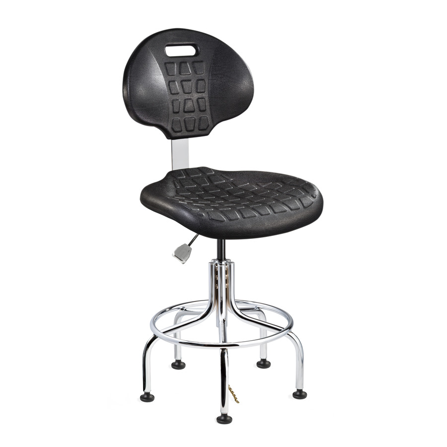 Bevco 7610E Polyurethane Chair ESD, Black, Chrome Tubular Steel Base, Adj. Height 24"-29", Everlast Series