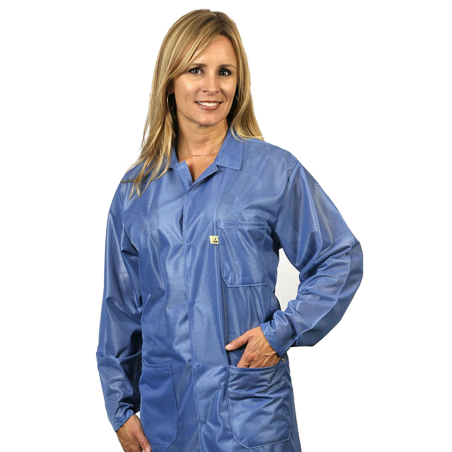 Tech Wear LOJ-23-L Lab Jacket, Traditional, Lapel Collar, Long Sleeve, Waist Length, Large