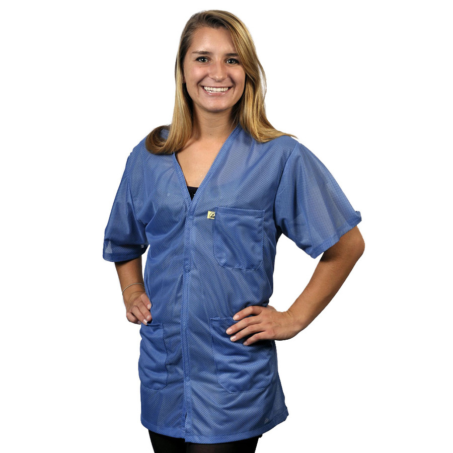 Tech Wear VOJ-23SS-3XL Tech Wear Smock Short Sleeves V-Neck & OFX100 Blue 3XL