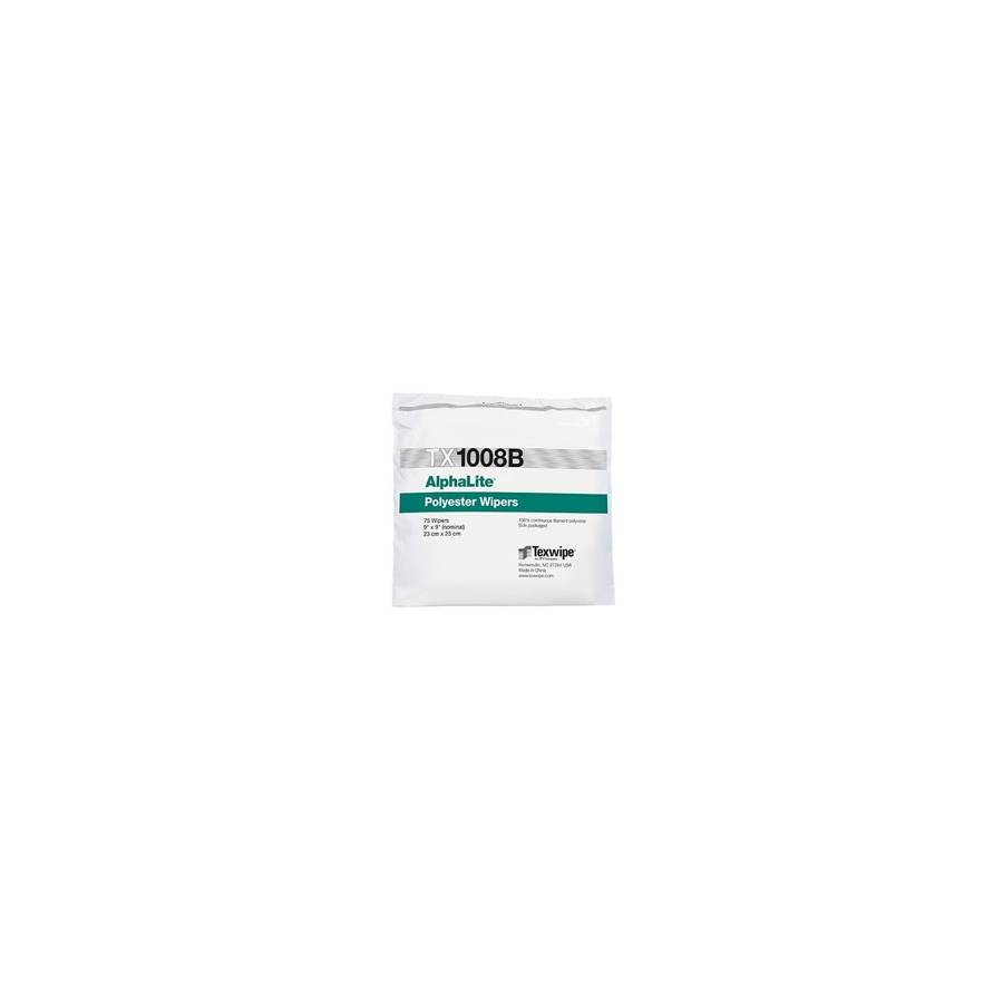 ITW Texwipe TX1008B Cleanroom Wipes, AlphaLite Wipers, Non-Sterile, Dry 9"x9" Polyester