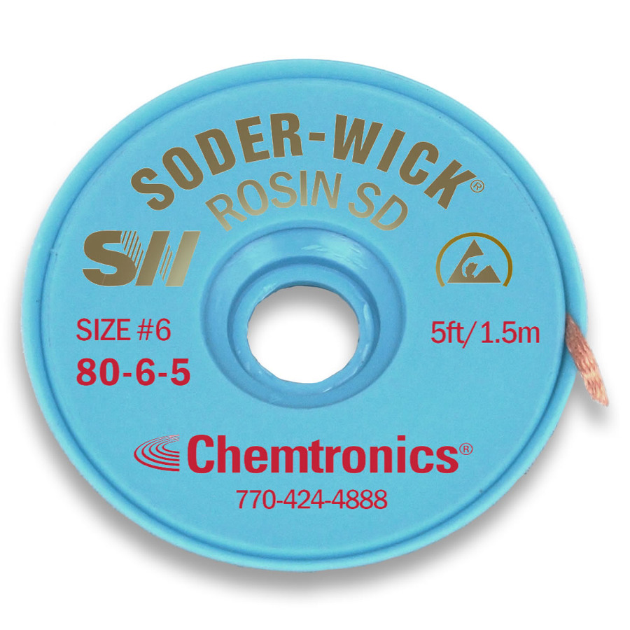 TestEquity: Chemtronics 80-6-5 Solder Wick, Rosin, 0.210