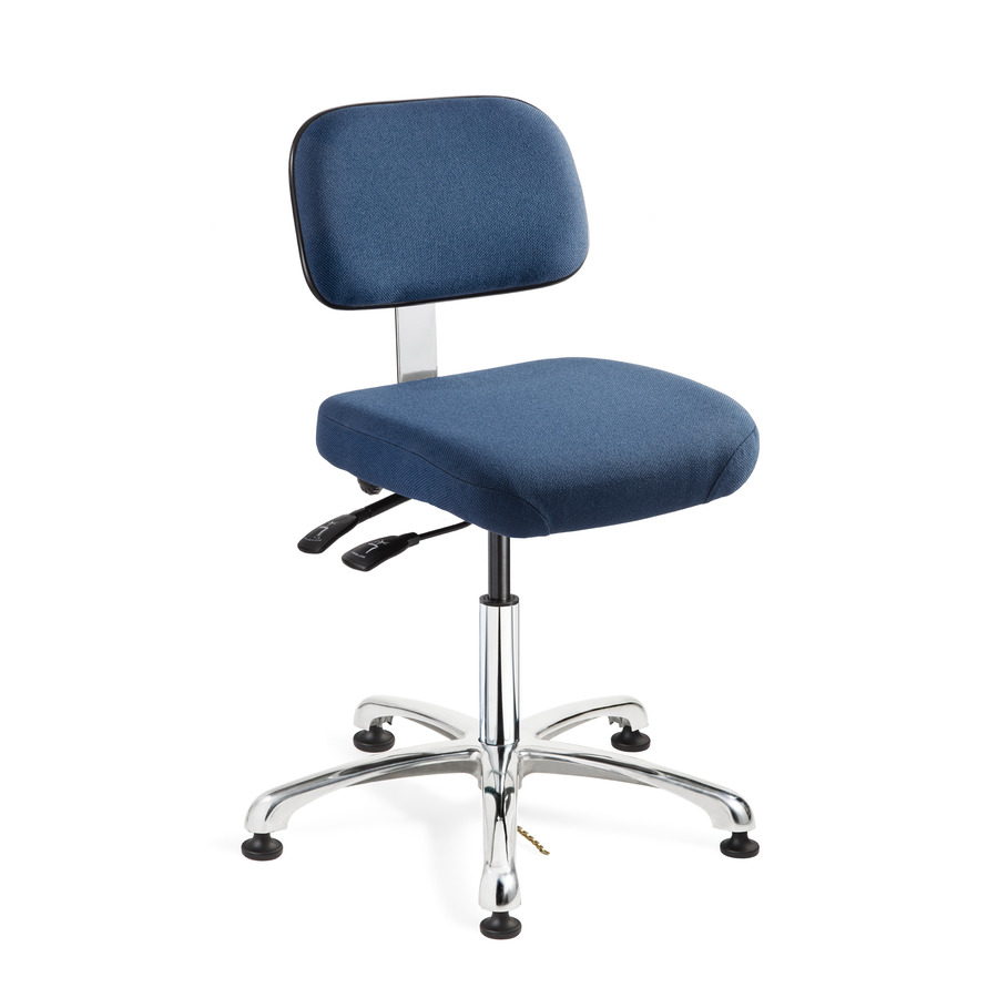 Bevco 8051 Upholstered Chair ESD, Polished Aluminum Base, Mushroom Glides, Adj. Height 15.5-21", Doral Series