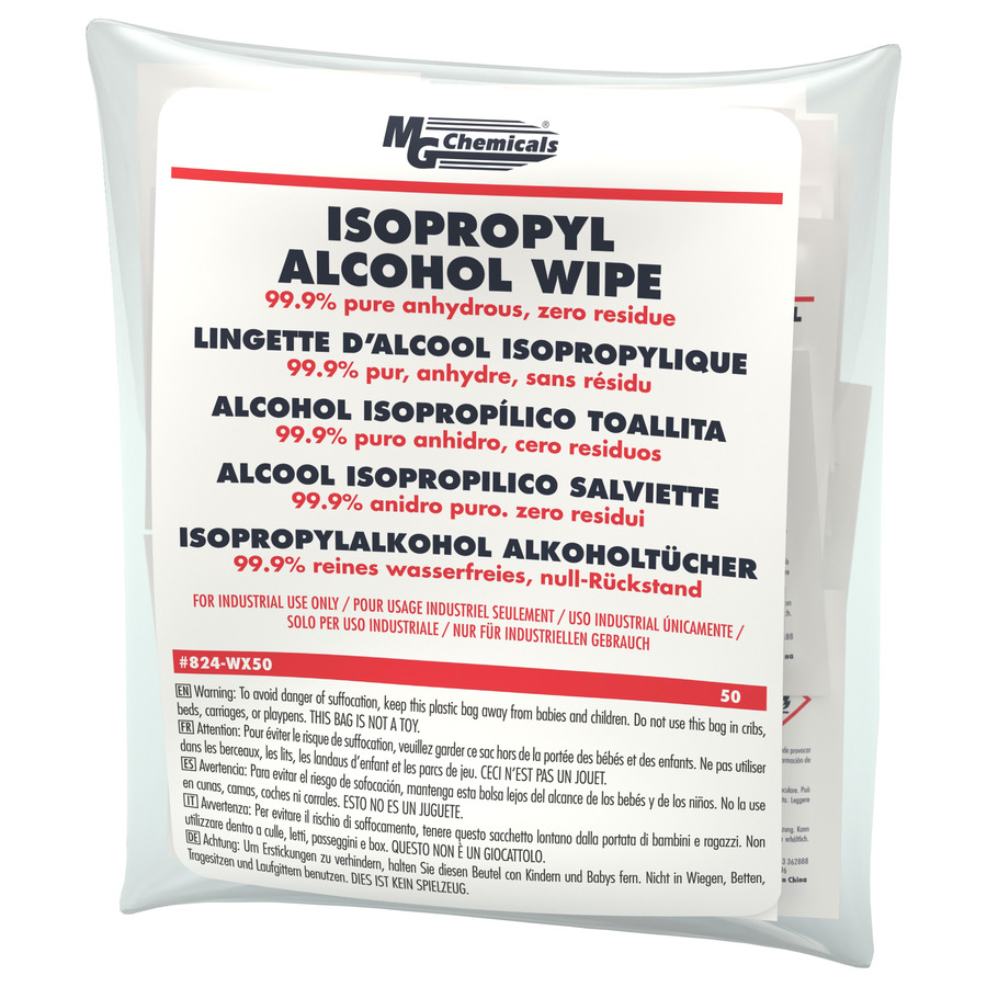 TestEquity: MG Chemicals 824-WX50 Alcohol Wipes, 99.9% Isopropyl