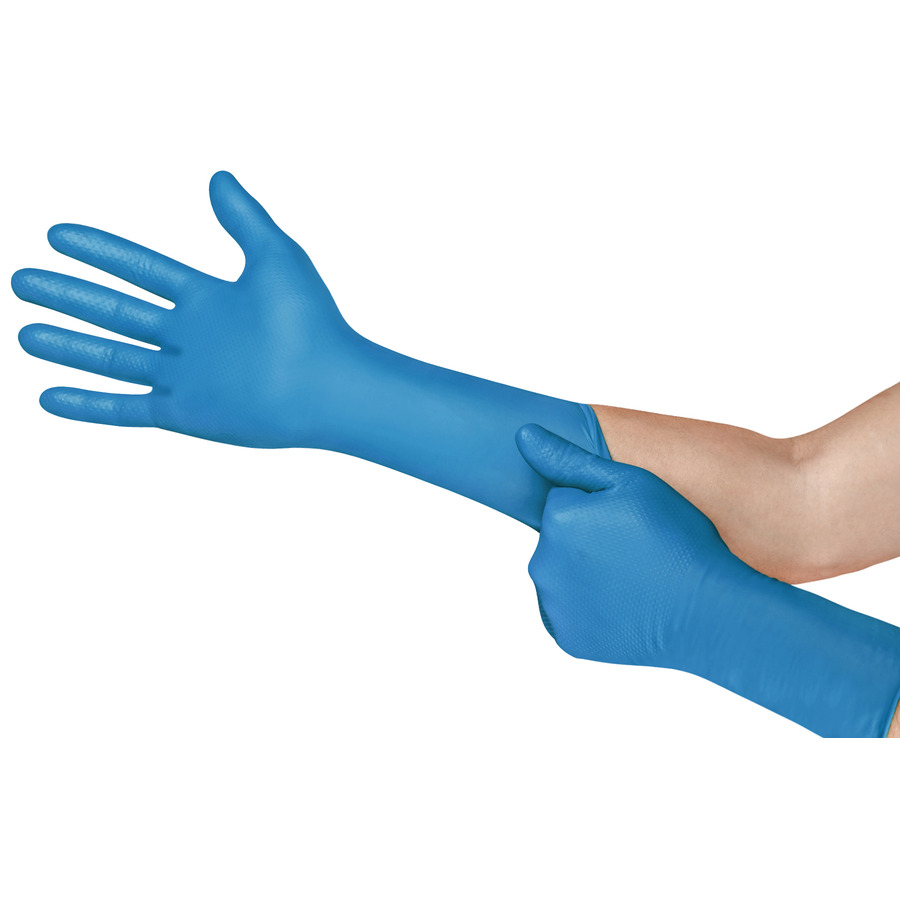 MICROFLEX 832677 Gloves, Nitrile, Powder Free, Ext. Cuff, Blue, Small, 50/Bx, 93-283 Series