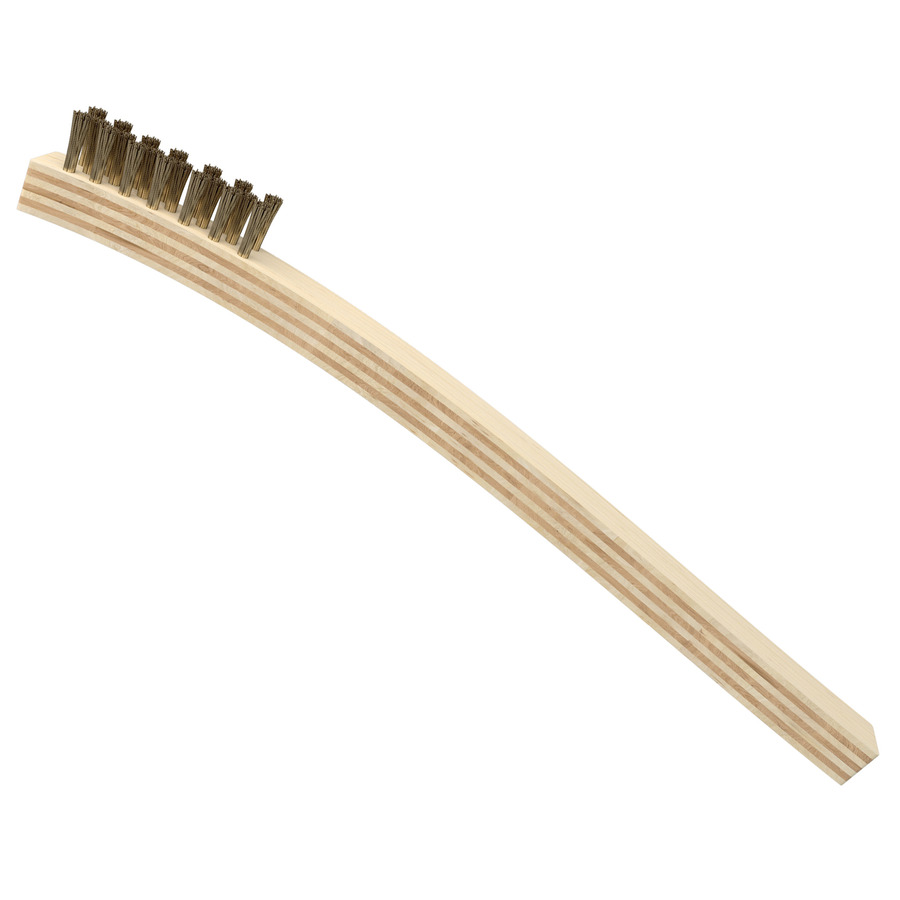 MG Chemicals 851 Cleaning Brush, Brass, Triple-Row, Heavy Duty Toothbrush-Style, Long Plywood Handle, 1.9cm Trim Length