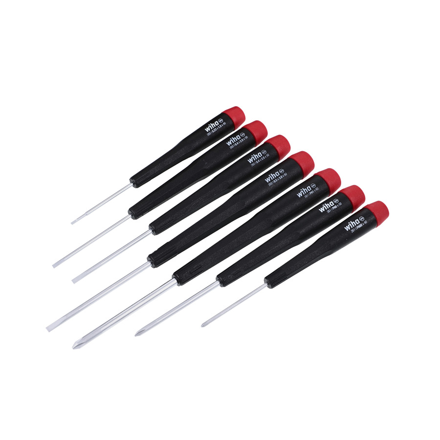 Wiha 26197 Screwdriver Set, Slotted/Phillips, Precision, 7 Pieces