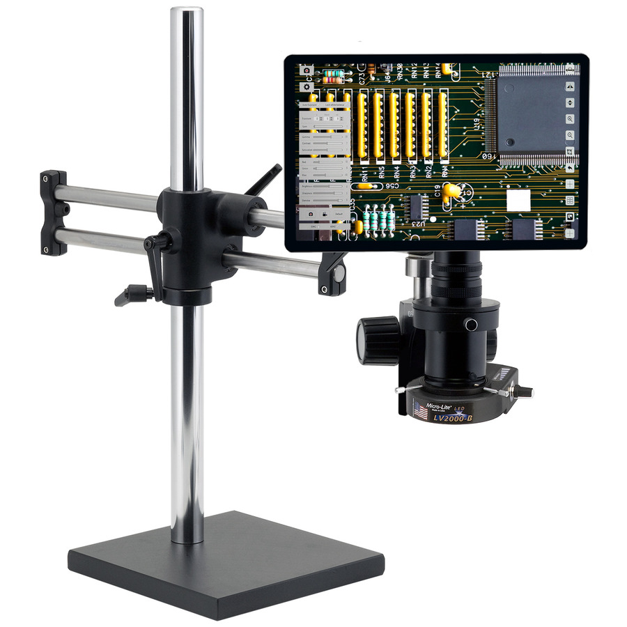 O.C. White TKSS-LV2 HD Integrated Digital Microscope, 24'' Double Ball Bearing Base, LED Ring Light, Super-Scope Series