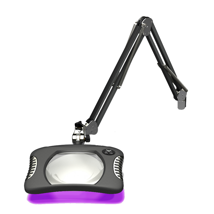 O.C. White 82400-4-UV-CM Combo Ultraviolet/Visible LED Magnifying Lamp, 7x5.25" Rect, 4 Diop 2x, 43", ESD, Mist, Green-Lite