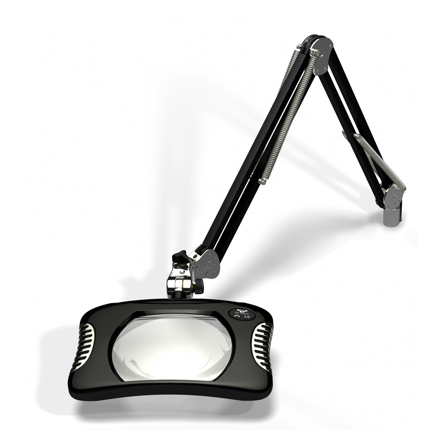 O.C. White 82400-4-B LED Magnifying Lamp, 7x5.25" Rectangle, 4 Diopter, 2x, 43", ESD, Black, Green-Lite Series