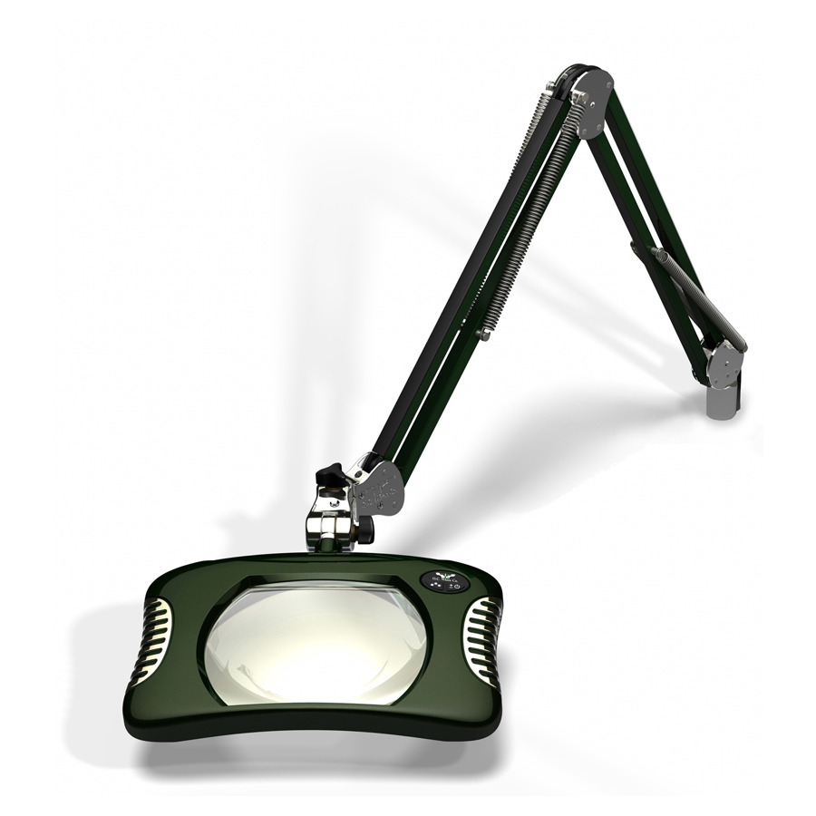 O.C. White 82400-4-RG LED Magnifying Lamp, 7x5.25" Rectangle, 4 Diopter, 2x, 43", ESD, Green, Green-Lite Series