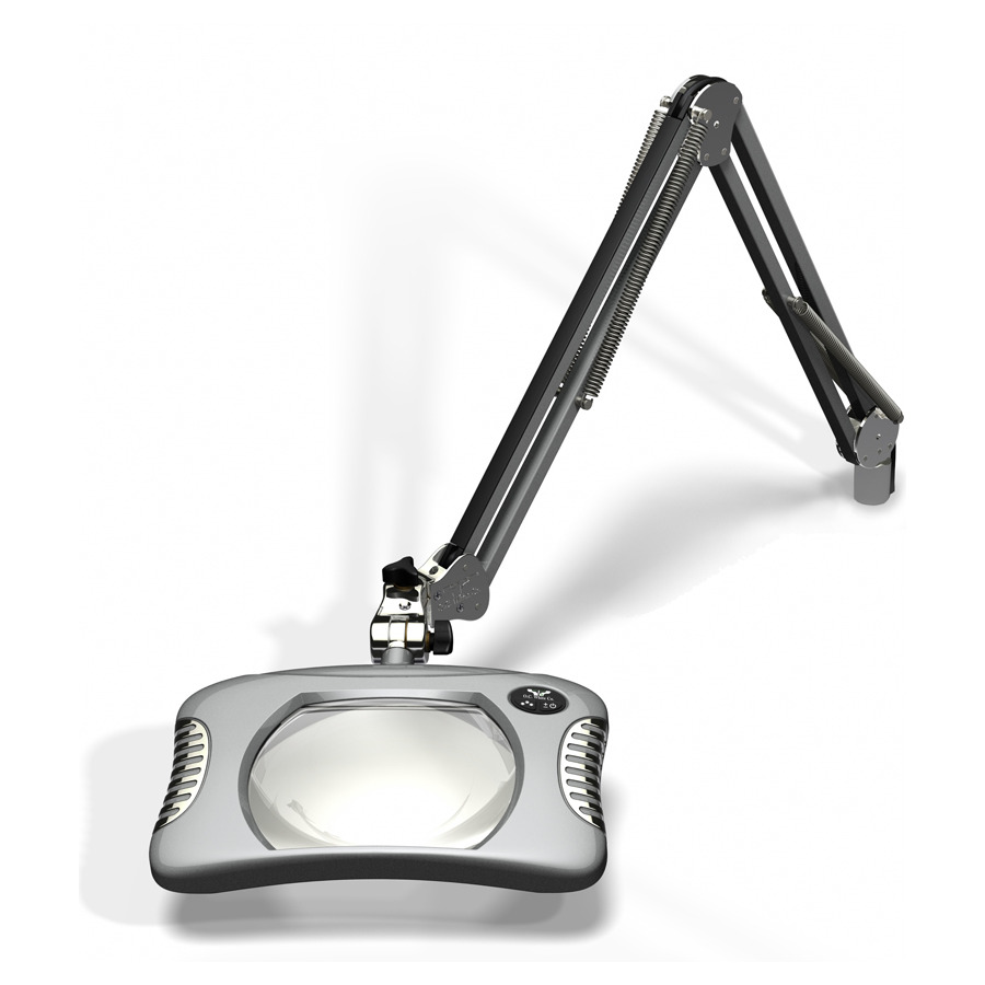 O.C. White 82400-4-S LED Magnifying Lamp, 7x5.25" Rectangle, 4 Diopter, 2x, 43", ESD, Silver, Green-Lite Series