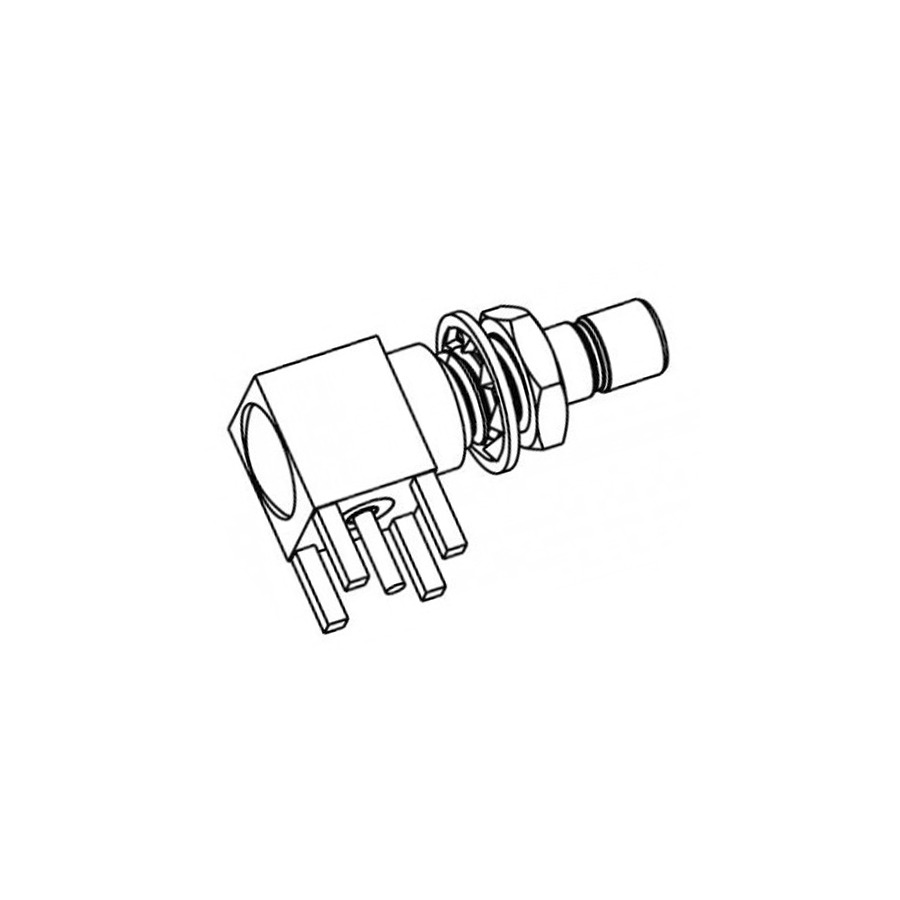 Amphenol RF 903-731J-51A RF SMB Connector, PCB Through Hole, Right Angle, Jack, Bulkhead, 50 Ohm