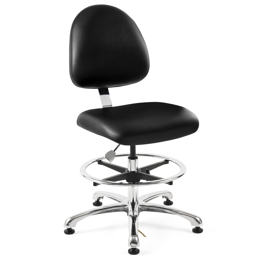 Bevco 9550ME4-BLK Vinyl Chair, ESD/ISO 7 Cleanroom, Medium Back, Adj. Height 21.5"-31.5", Integra Series