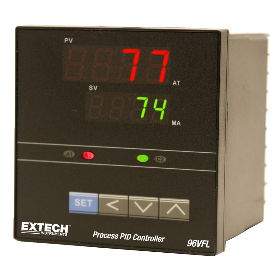 Extech 96VFL13 Controller, Fuzzy Logic PID, Temperature, 1/4 DIN, 4-20mA Outputs, Auto Tuning