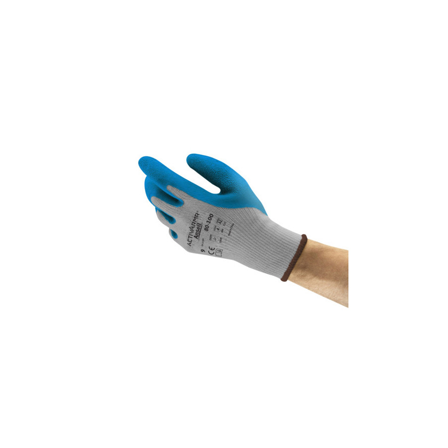 Ansell 206402 Gloves, ActivArmr 80-100, Latex, Size 9, 12/Pkg