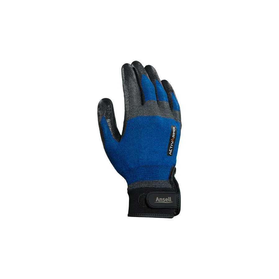 Ansell 13U884 Gloves, Cut-Resistant, Blue/Black, Medium, Pair