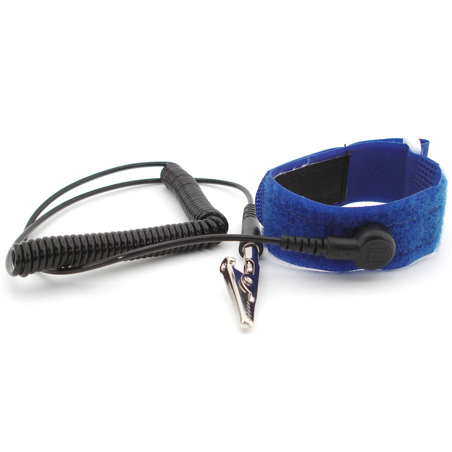 Botron B9648 Blue Adjustable Wrist Strap Set 6' 90 Degree Coil