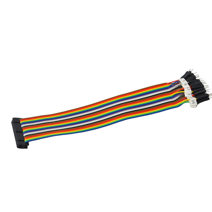 Bud Industries BC-32628 Ribbon Cable, Female/Male, 40 Pin, 26AWG, 20cm, Multicolor, 7.9 in