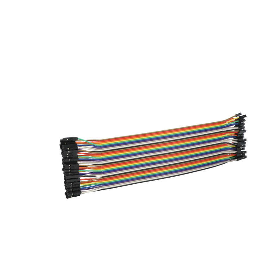 Bud Industries BC-32629 Ribbon Cable, Dbl Female, 40 Pin, 26AWG, 20cm, Multicolor, 7.9 in