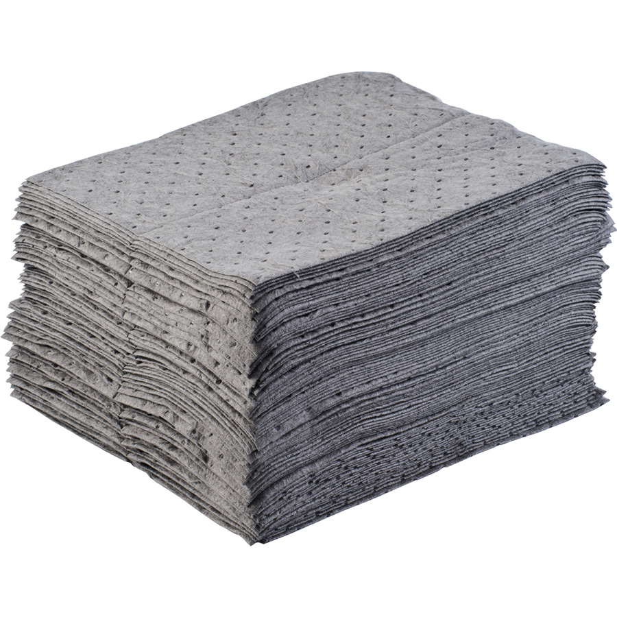 Brady BPU100 Absorbent Pads, Heavy Weight, Grey, 100/Pk