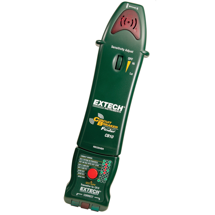 Extech CB10 AC Circuit Breaker Finder/Receptacle Tester, 110V to 125V, Sensitivity Adjustment