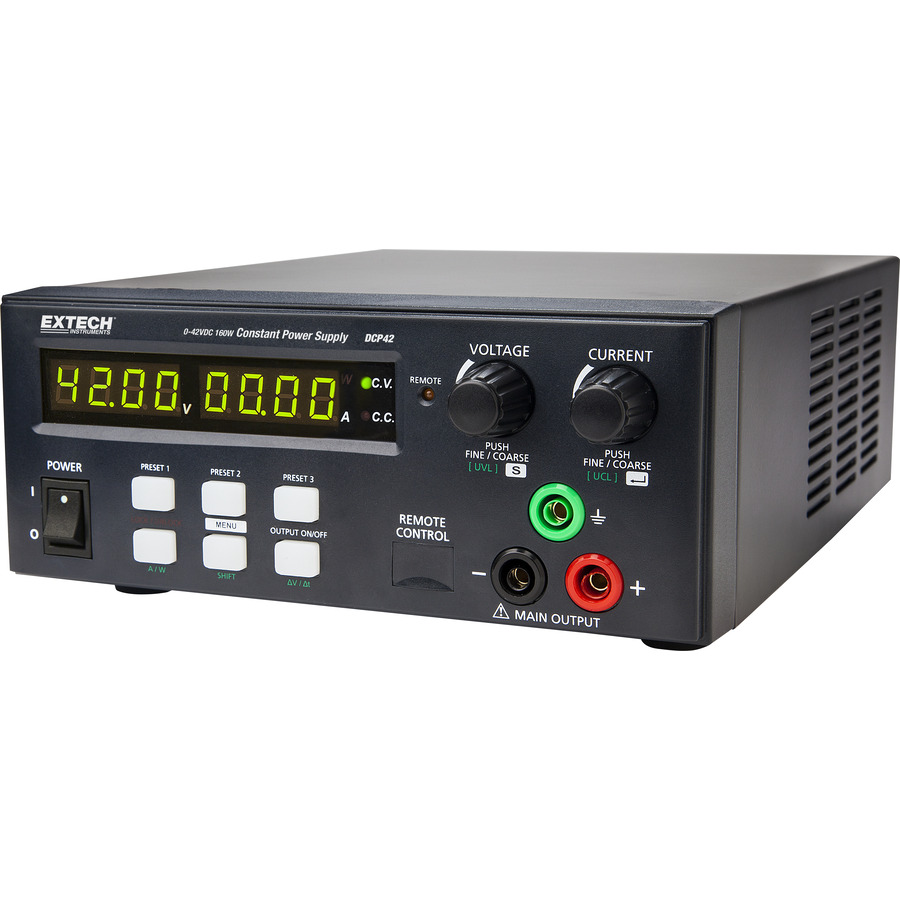 Extech DCP42 DC Power Supply, Single Output, Switching, 160W, USB, 42V/10A, Up to 20 Presets