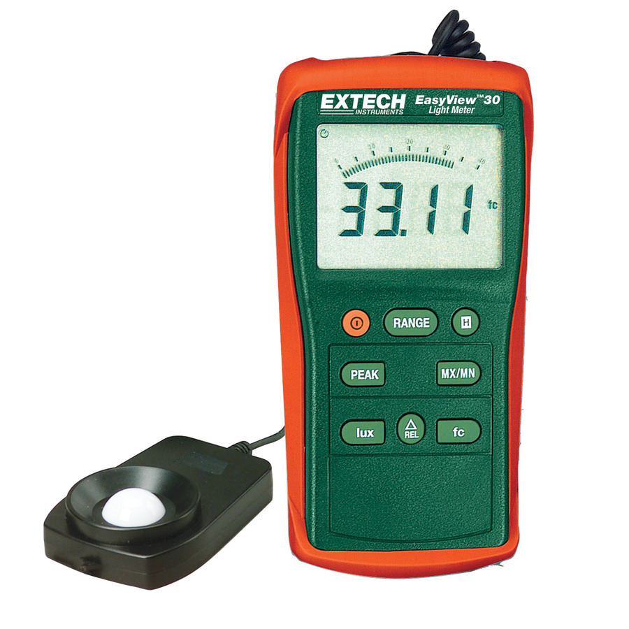 Extech EA30-NIST Light Meter, High Intensity, Multiple Wide Measuring Ranges, NIST, EasyView Series