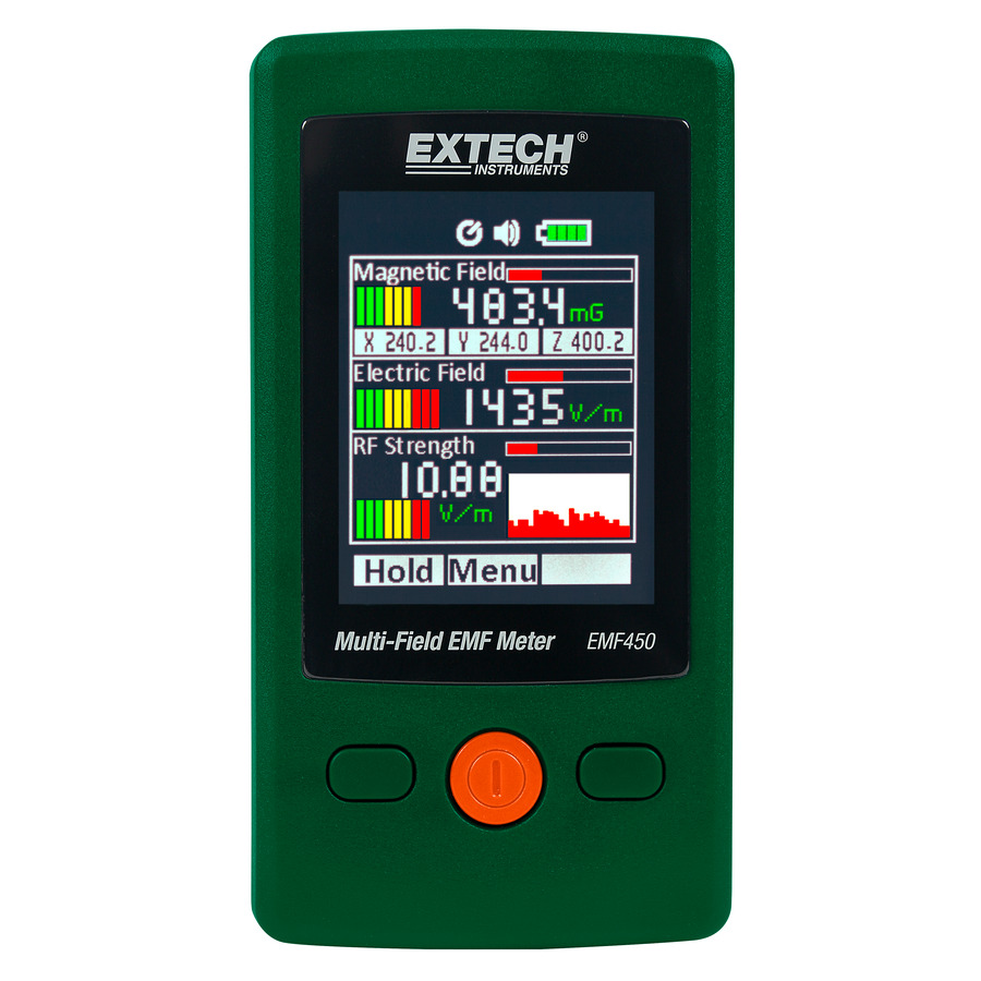 Extech EMF450 RF EMF Strength Meter, Multi-Field Measurements, Triple Axis Sensor, 2.4" Display