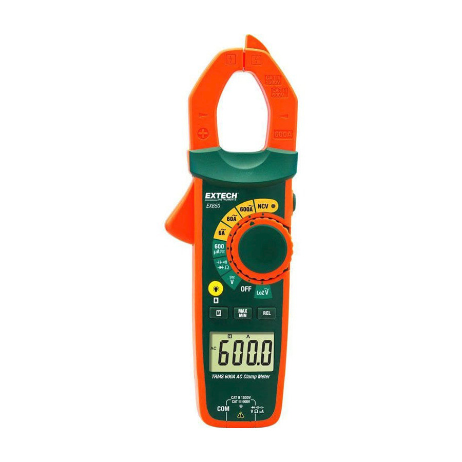 Extech EX650 True RMS AC Clamp Meter, NCV, 600A