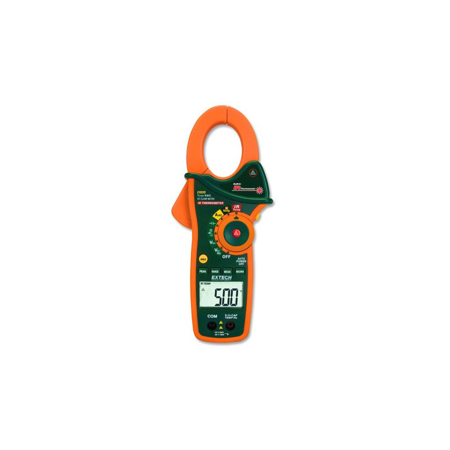 Extech EX820-NISTL Clamp Meter, 1000A True RMS AC with IR Thermometer, Limited NIST