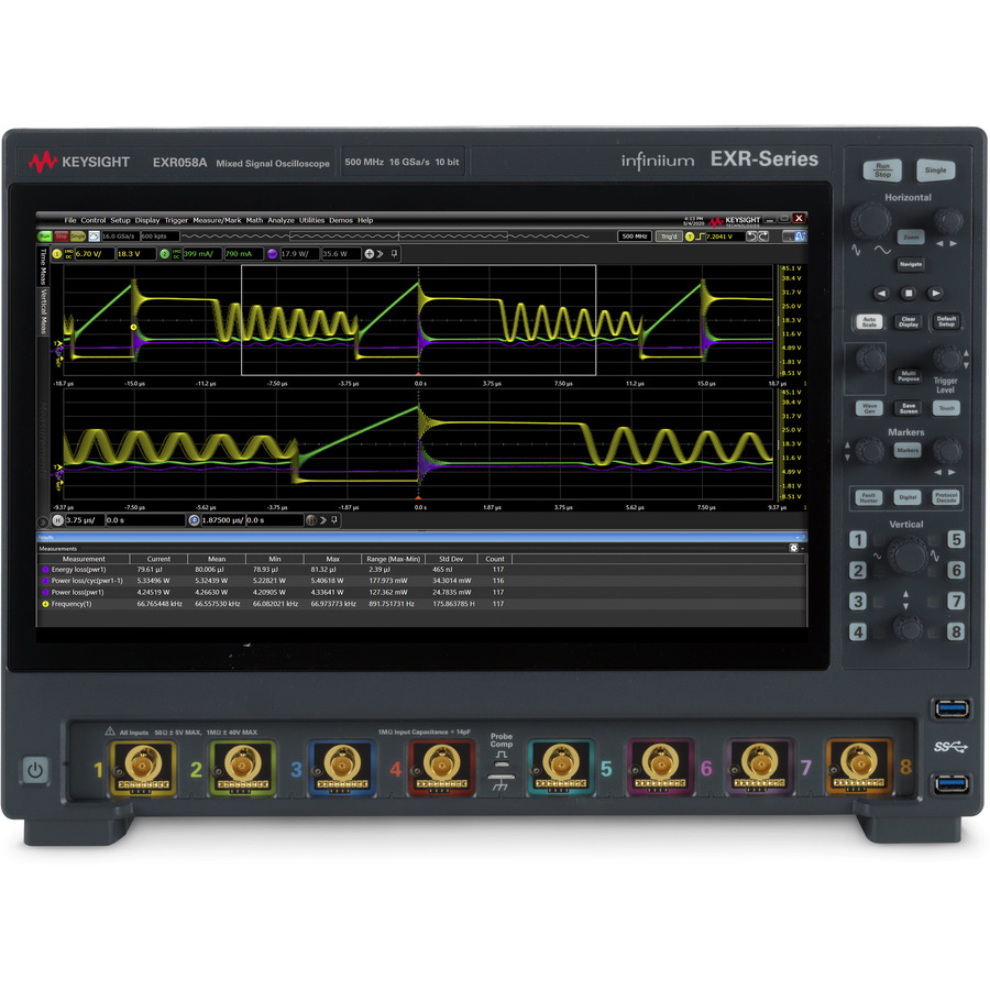 Keysight EXR058A Mixed Signal Oscilloscope, 500 MHz, 8 Channel, 16 GS/s, 100 Mpts, EXR Series