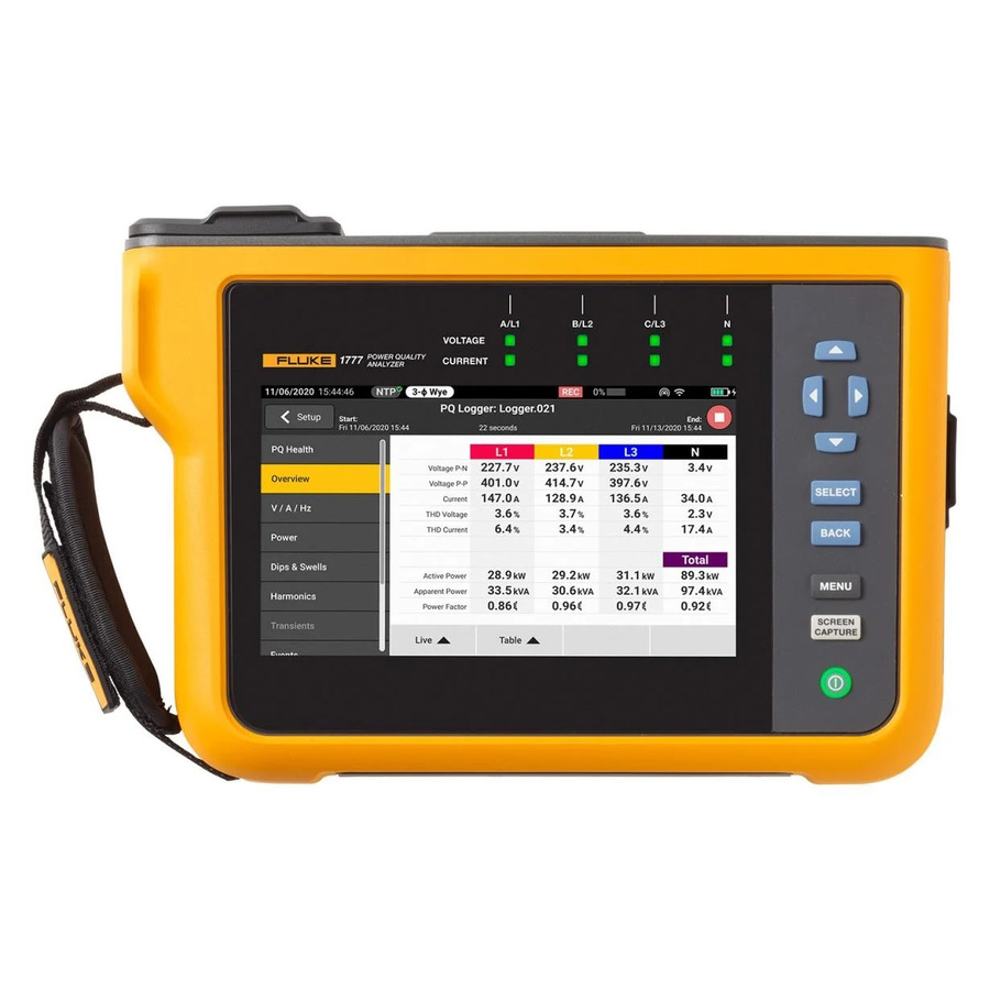 Fluke FLUKE-1773/BASIC Power Quality Analyzer, Three-Phase, 4 Input, 24Bit, DC-30 kHz, 1770 Series