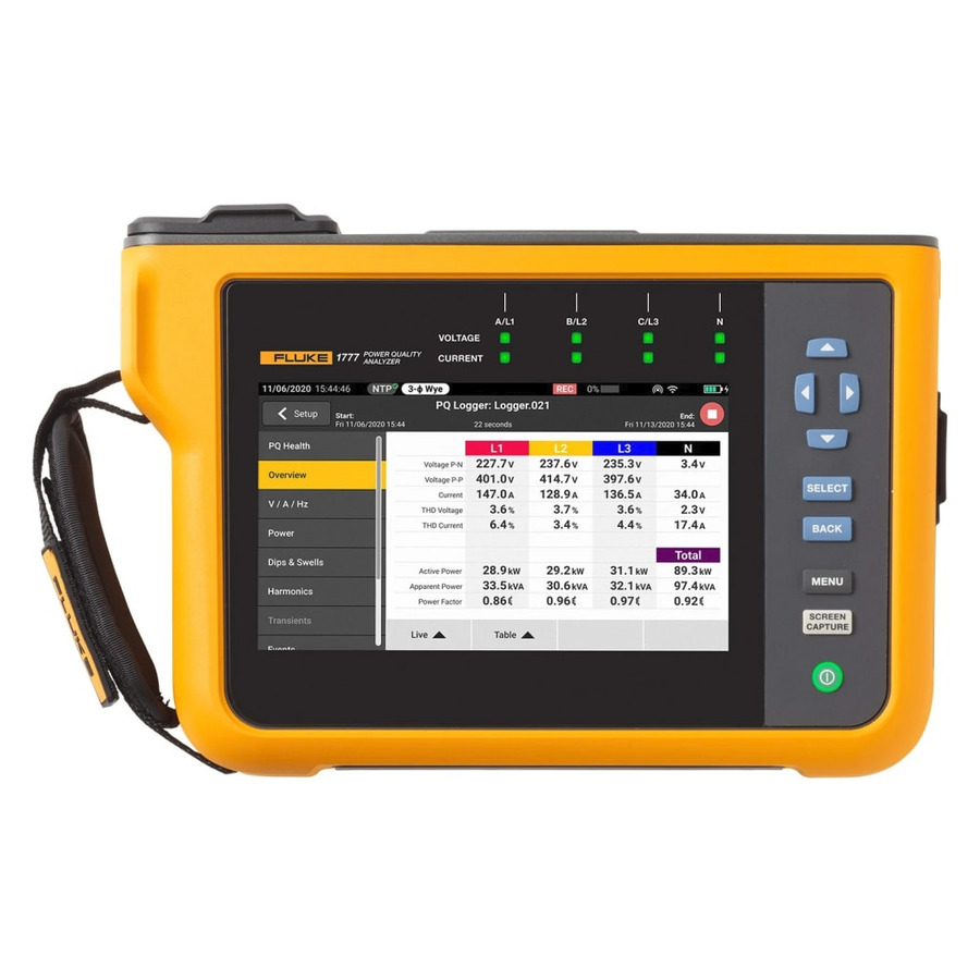 Fluke FLUKE-1777 Power Quality Analyzer, Case/Probes, WIFI/BLE, 24Bit, DC-30kHz, 1770 Series