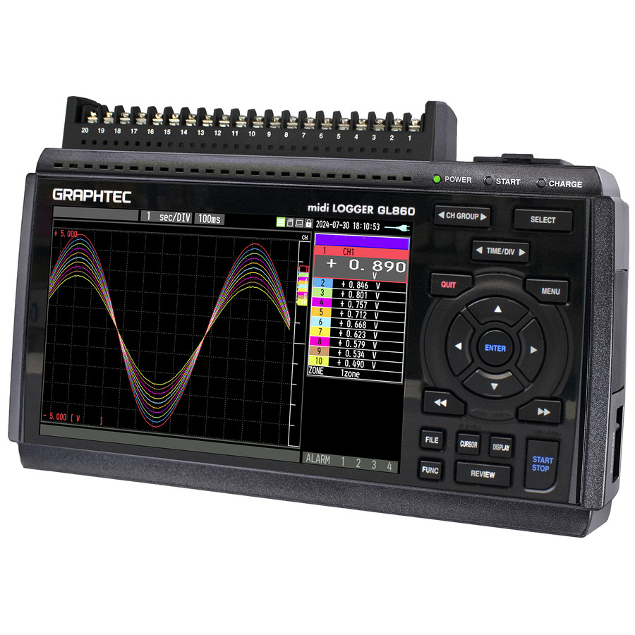 Graphtec GL860 Data Logger, 4 Channels, Up to 200 Channels, 8 GB