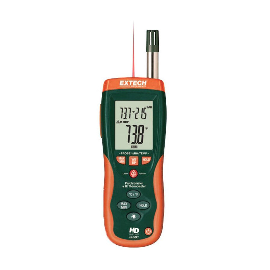 Extech HD500-NISTL Psychrometer with InfraRed Thermometer and Limited NIST