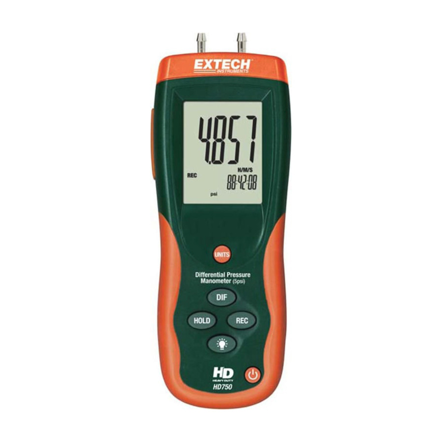 Extech HD750-NIST Differential Pressure Manometer, 5psi with NIST