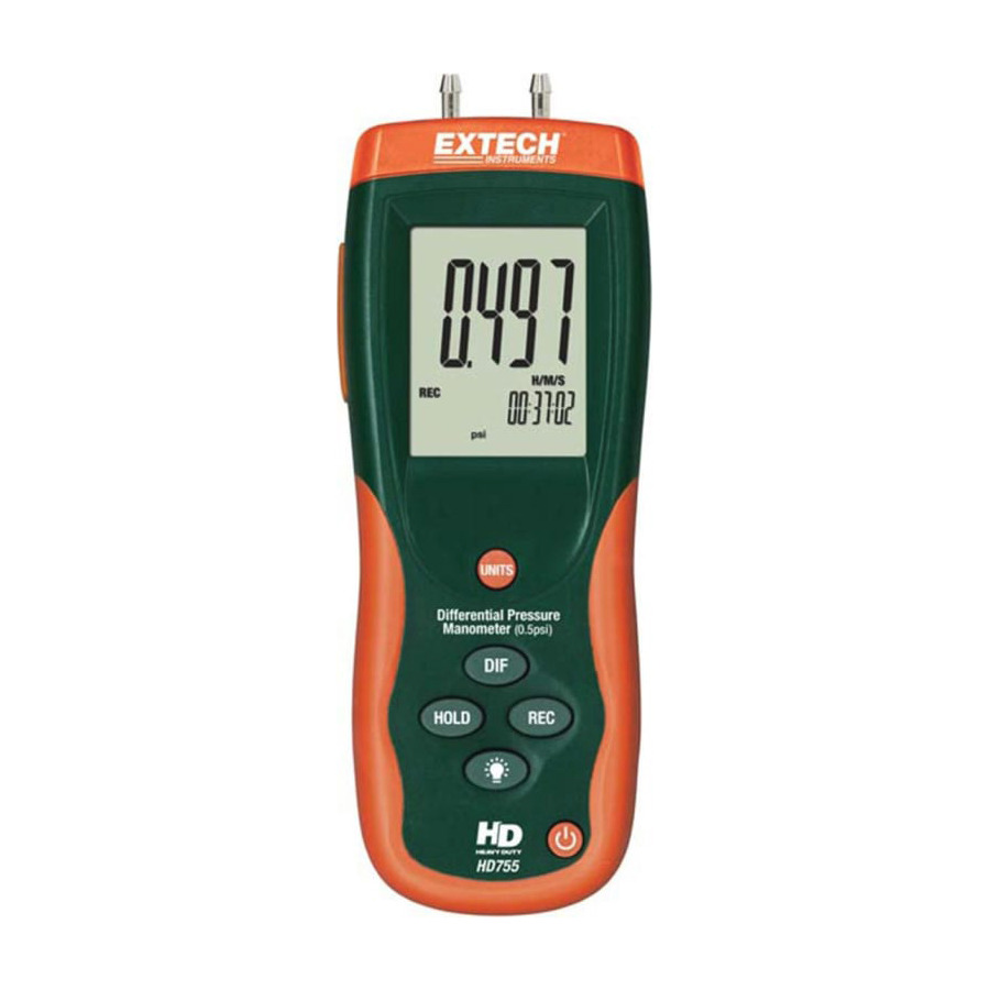 Extech HD755-NIST Differential Pressure Manometer, 0.5psi with NIST