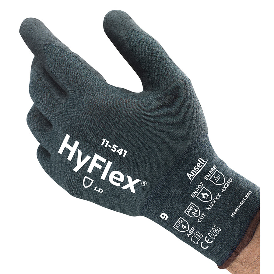 HyFlex 11541100 Gloves, HyFlex 11-541, Lightweight, Cut-Resistant, Intercept and Grip Technology, Size 10