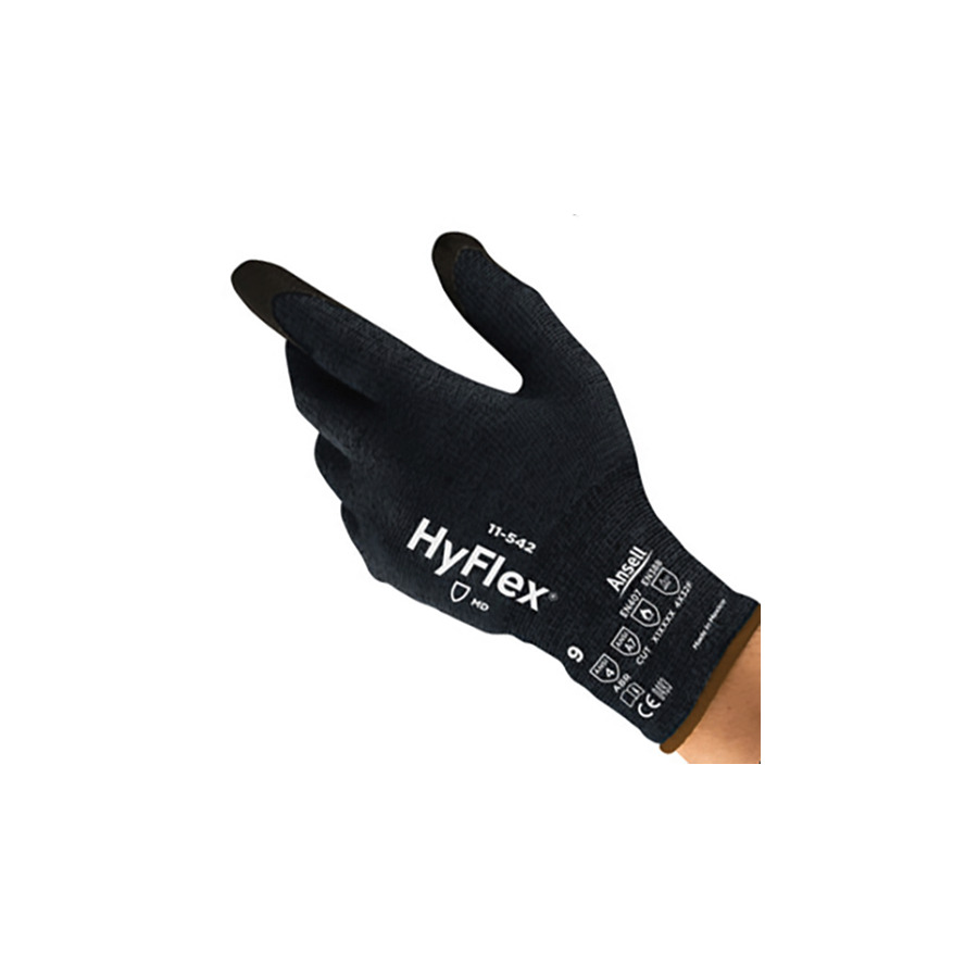 HyFlex 11542100 Gloves, HyFlex 11-542, Lightweight, Cut and Heat Resistant, Kevlar-Nylon, Nitrile Palm, Size 10