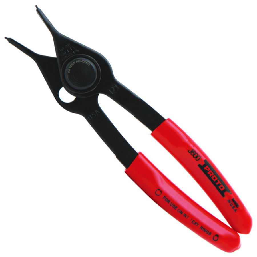 Proto J600 Pliers, Retaining Ring, InternalExternal Convertible, 0deg Tip Angle, Fixed Tips, 1