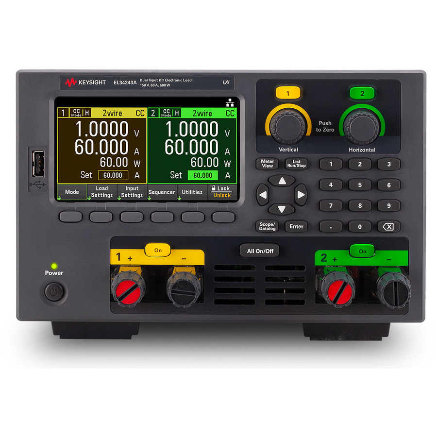 Keysight EL34243A Dual Input DC Electronic Load, 2X 150 V, 60 A, 300 W, USB, LAN, EL30000 Series