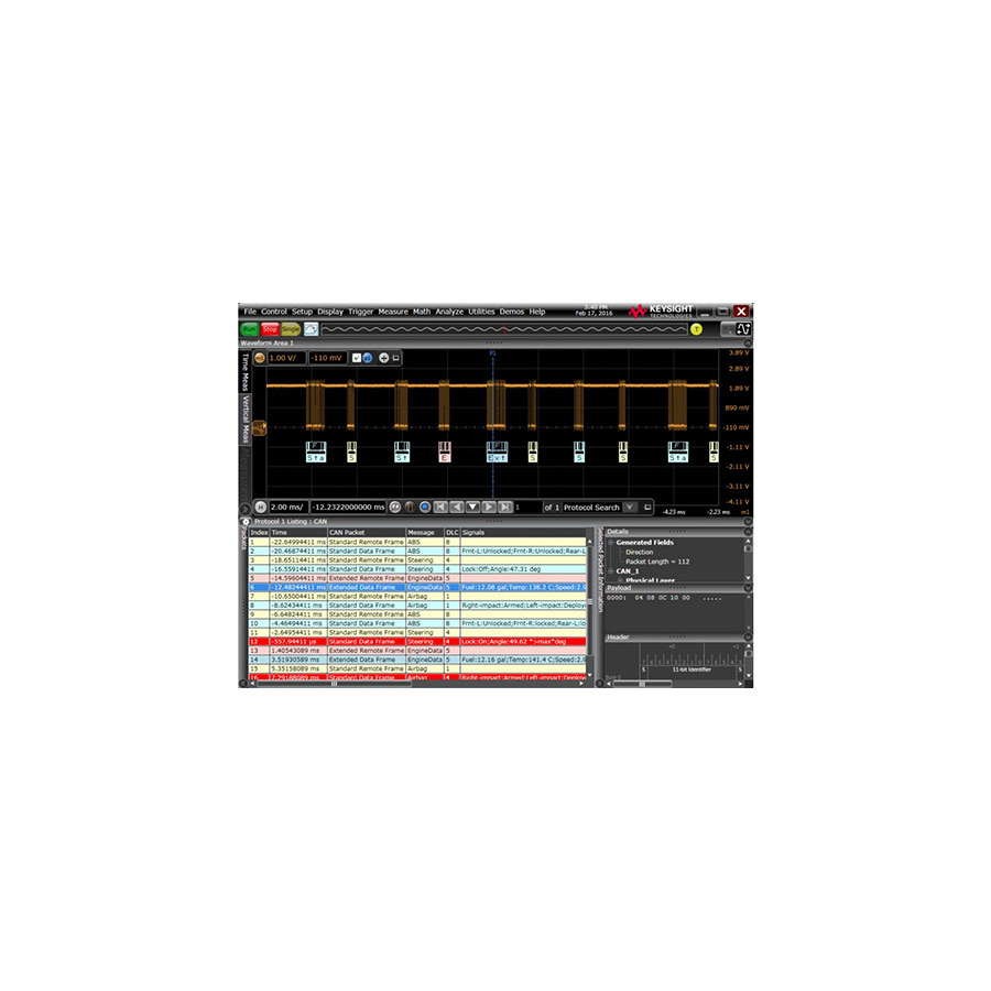 Keysight D9010AUTP/R-B5P-001-A/R-B6P-001-L Automotive Protocol Decode/Trigger Software, S Series