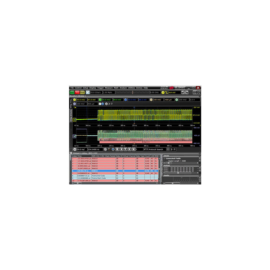 Keysight D9010MCDP/R-B5P-001-A/R-B6P-001-L MIPI CSI and DSI Protocol Decode/Trigger Software, S Series