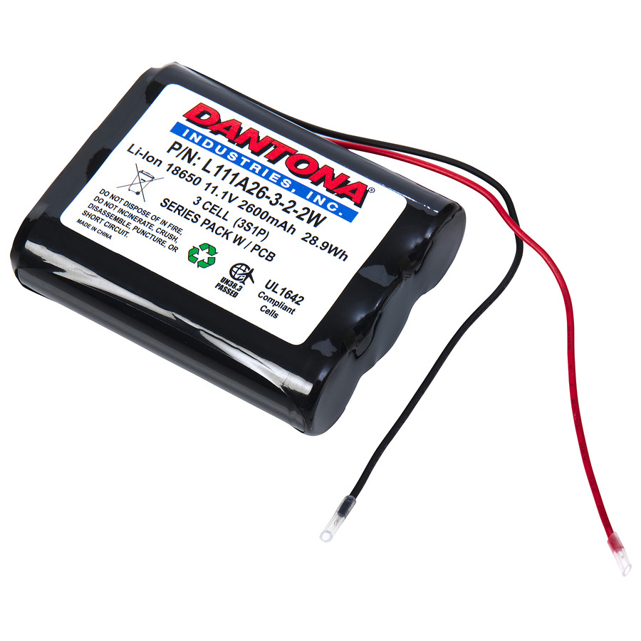 Dantona L111A26-3-2-2W Battery Pack, 11.1V, 2600 mAh Capacity, Lithium Ion